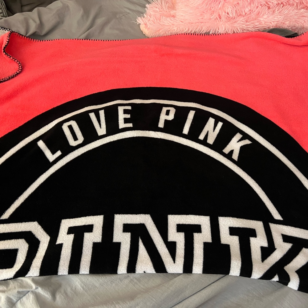 Pink, black and white blanket